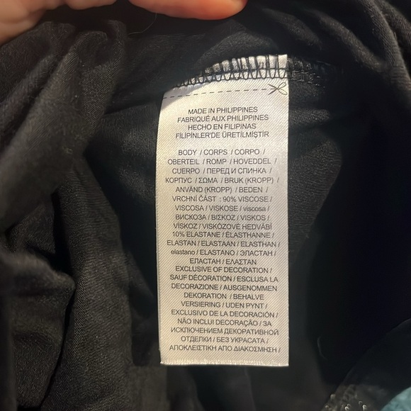 Lauren Ralph Lauren Women's Metallic Jersey Surplice Top black silver L - Picture 4 of 5